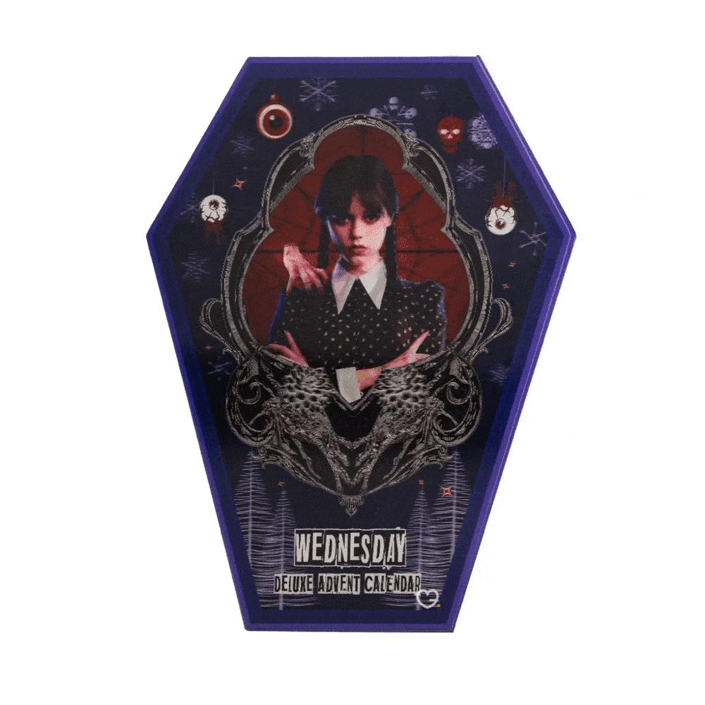 Coffret cinereplicas en forme de cercueil Calendrier de l'Avent Mercredi Deluxe 2024 avec 24 accessoires wednesday