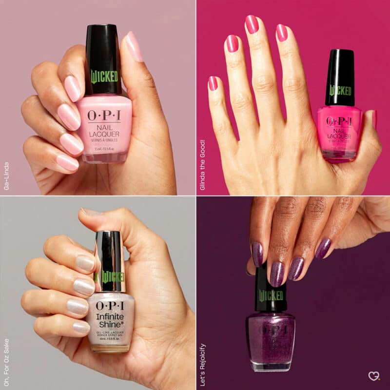 calendrier de l'avent OPI Wicked 2024 contenant 12 vernis aux nuances différentes en rapport avec le film