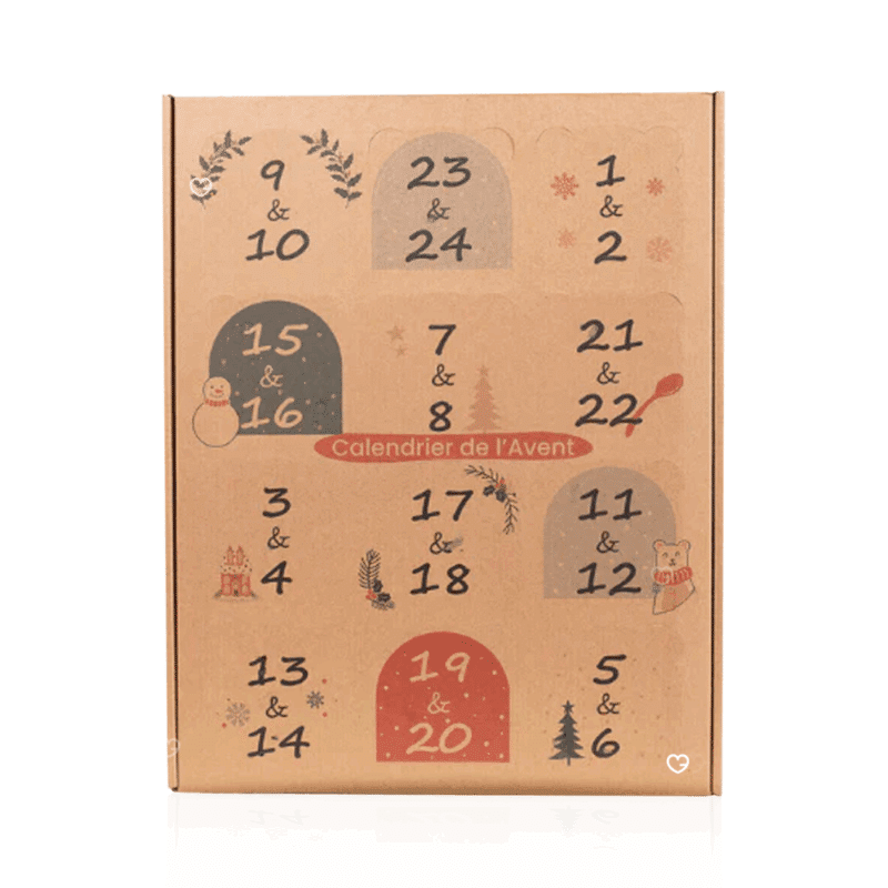 coffret gourmand calendrier de l'avent pate a tartiner artisanale 2025 contenant 24 recettes chocolat; rocher; speculos; caramel..