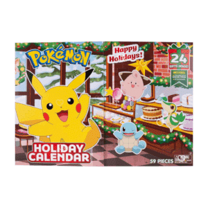 Calendrier de l’Avent Pokemon Happy Holidays 2025 avec 24 figurines et accessoires festifs, cadeau idéal pour enfants et collectionneurs.