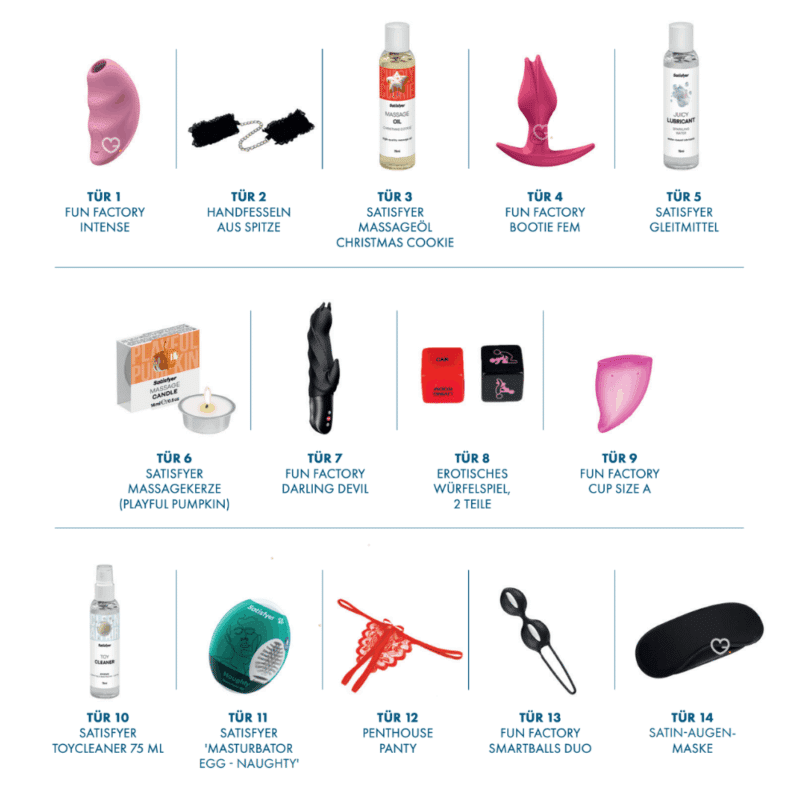 coffret sexy premium pour couple adulte calendrier de l'avent satisfyer 2025 contenant sextoys; jeux, défi, pour adulte