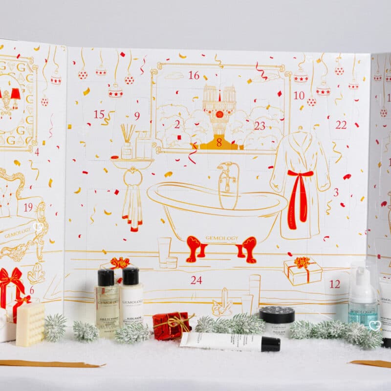 calendrier de l'avent gemology 2024 contenant 24 produits de beauté soin visage et peau avec cosmétique pouvoir des pierres