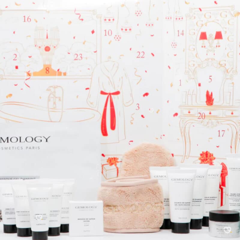 calendrier de l'avent gemology 2024 contenant 24 produits de beauté soin visage et peau avec cosmétique pouvoir des pierres