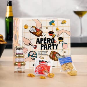 calendrier de l'avent apero party contenant 24 produits gourmands idéal pour l'apérif : terrine, tartinable, paté..