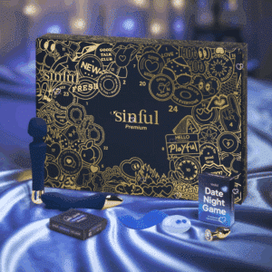 Version premium du Calendrier de l'Avent Sinful 2025 comprenant 24 surprises érotique : accessoire coquin et sexy pour adulte homme femme et couple