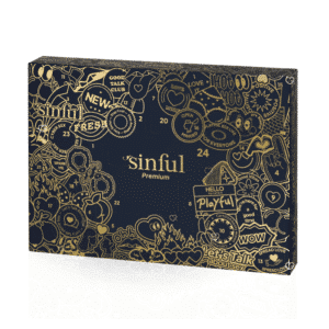 Version premium du Calendrier de l'Avent Sinful 2025 comprenant 24 surprises érotique : accessoire coquin et sexy pour adulte homme femme et couple