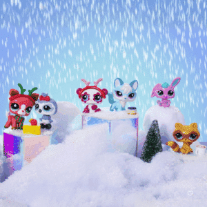 Calendrier de l’Avent Littlest pet shop 2025 avec 24 cases contenant 6 pets, 6 accessoires et 12 stickers colorés pour enfant fans de figurines et d'animaux.