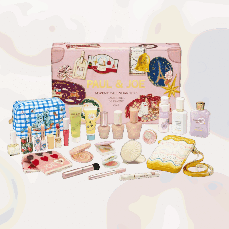 Calendrier de l’Avent Paul and Joe 2025 édition limitée avec 24 soins, maquillage et accessoires beauté illustrés de chats Gipsy & Nounette.