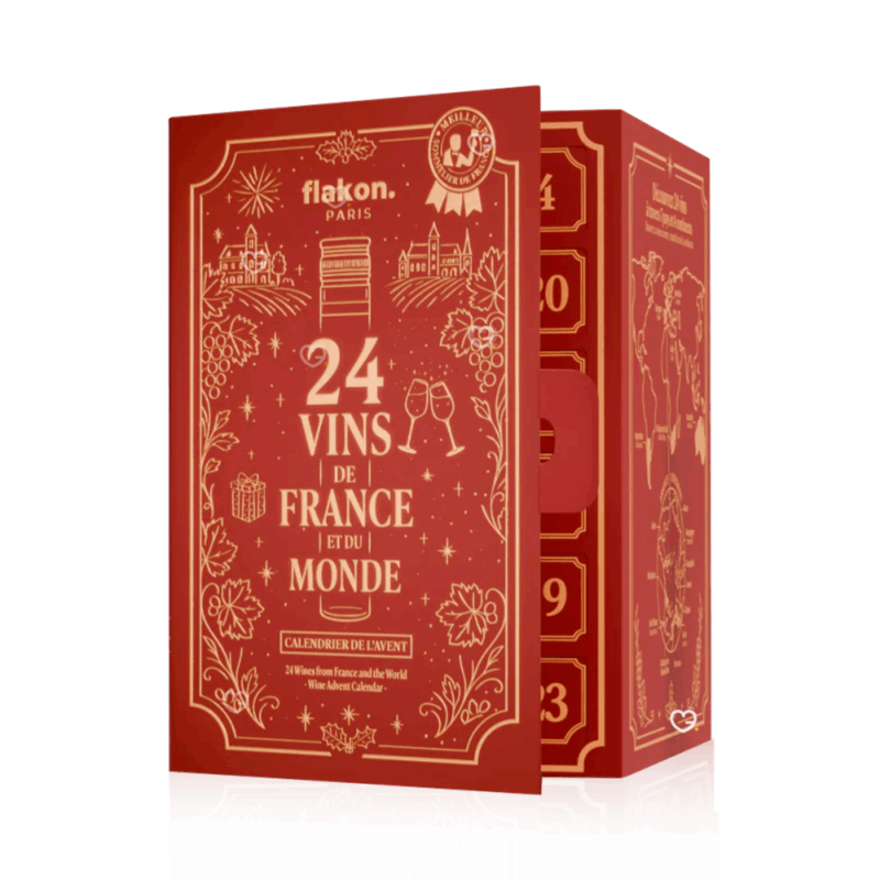Calendrier de l’Avent Flakon 2025 avec 24 vins d’exception en winetubes, sélectionnés par un Meilleur Sommelier de France, idéal pour amateurs de vin rouge et vin blanc