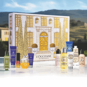 Calendrier de l’Avent L'Occitane 2025 (classique) avec 24 soins visage, corps et cheveux, parfait cadeau calendrier beauté pour femmes.