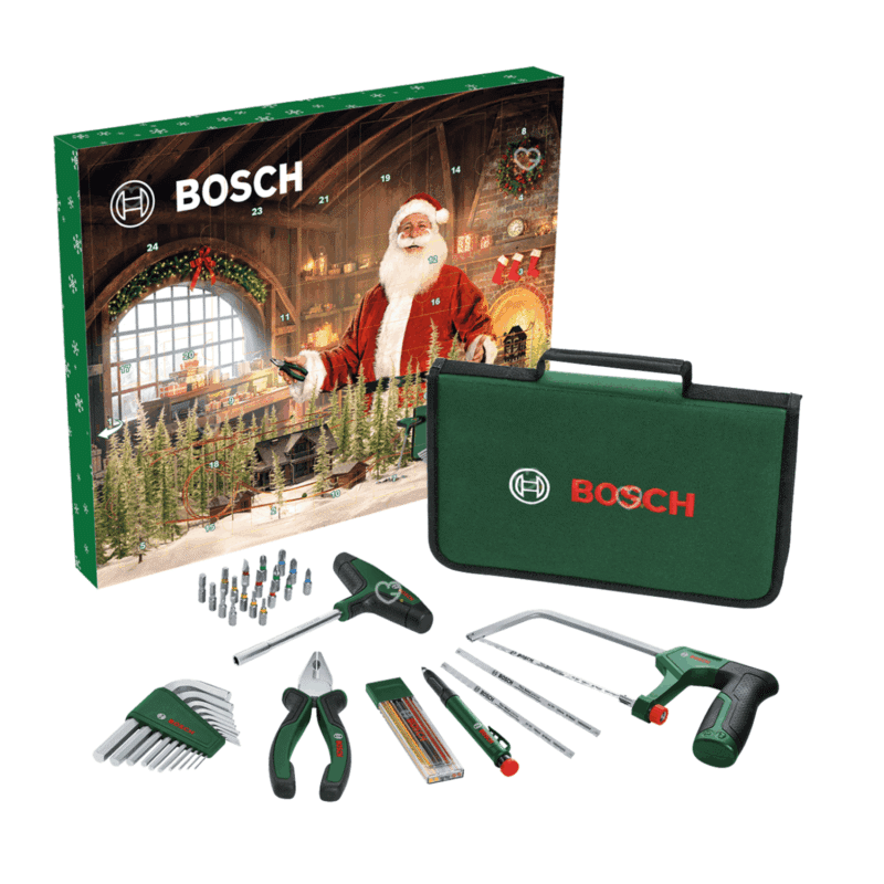 Calendrier de l’Avent Bosch 2025 avec 41 outils à main Maison et Jardin en pochette, cadeau original et pratique pour amateur de bricolage.