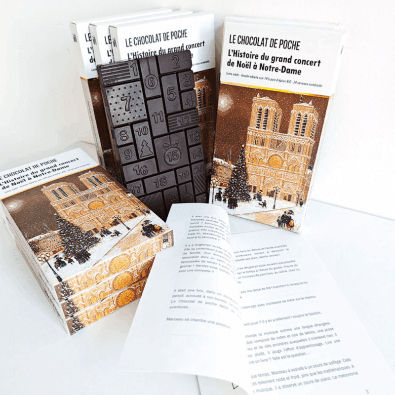 calendrier de l'Avent Le chocolat de poche 2025 composé de 24 carrés de chocolat noir bio