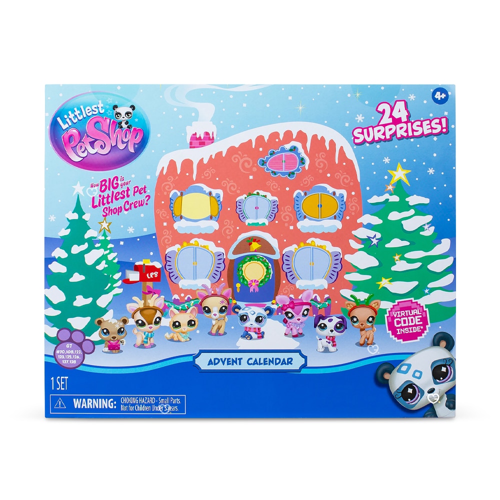 calendrier de l'avent littlest pet shop 2024 contenant des figurines animaux et acessoires