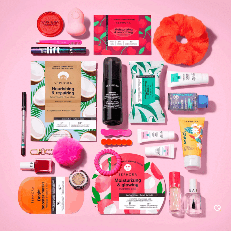 Calendrier de l’Avent Sephora Collection 2025 avec 24 surprises beauté dont maquillages, soins, accessoires exclusifs et formats voyage, idéal pour femmes passionnées de cosmétique.
