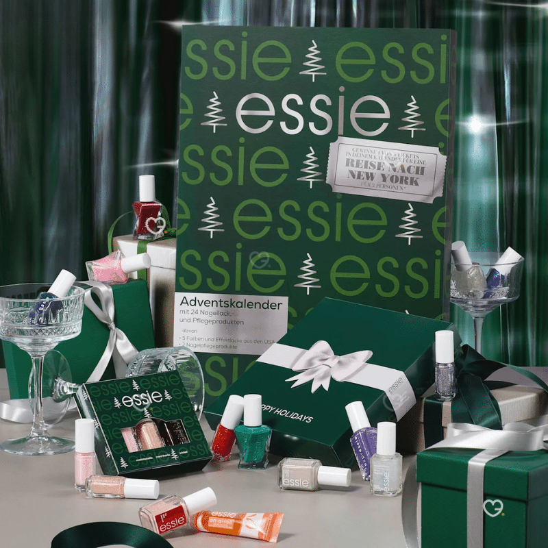 Calendrier de l’Avent Essie 2025 avec 24 vernis et soins ongles, dont 11 full-size et 5 exclusifs USA, cadeau beauté idéal femmes tendance.