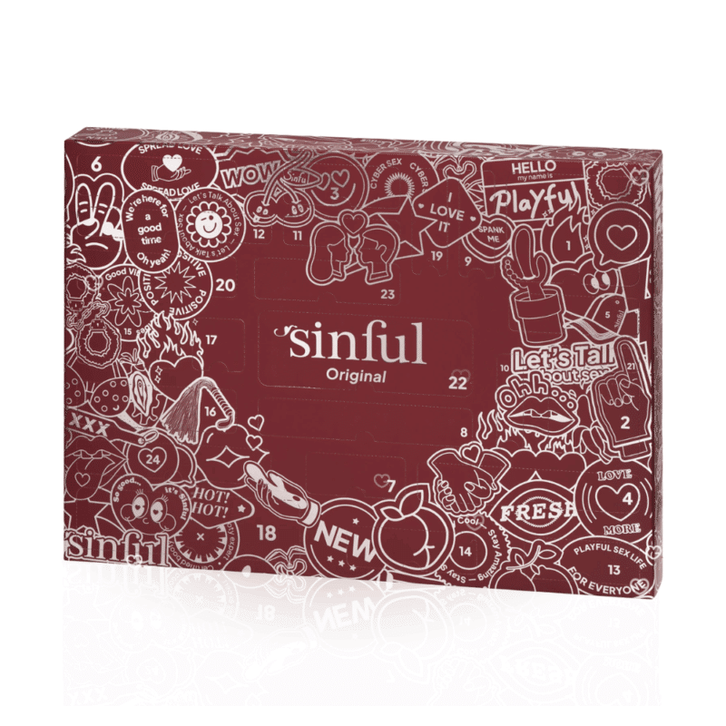 Calendrier de l'Avent Sinful 2025 en version original comprenant 24 surprises érotique : accessoire coquin et sexy pour adulte homme femme et couple