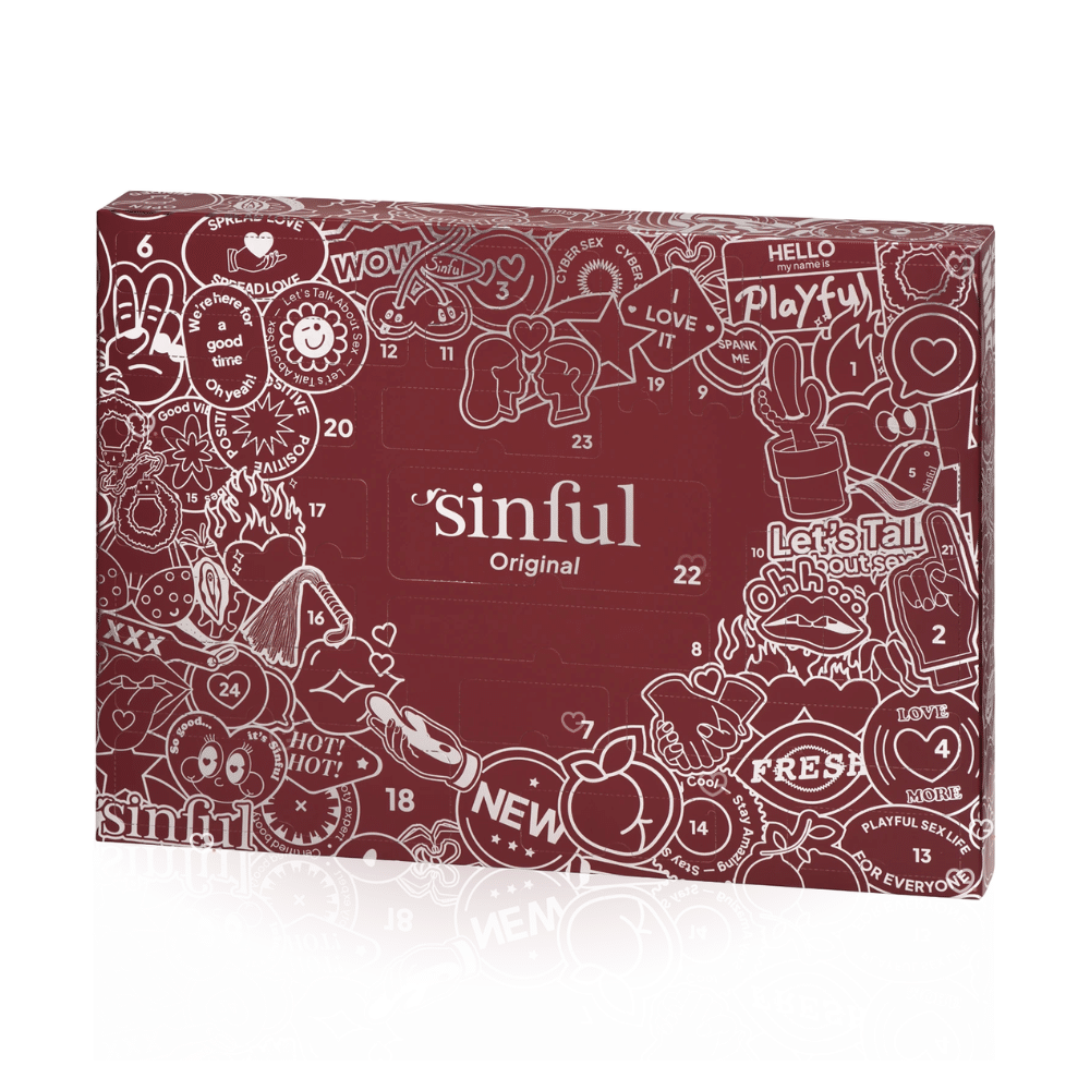 Calendrier de l'Avent Sinful 2025 en version original comprenant 24 surprises érotique : accessoire coquin et sexy pour adulte homme femme et couple