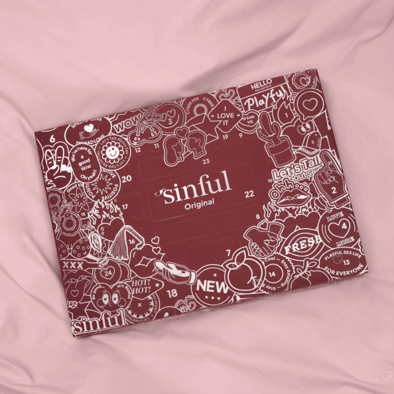 Calendrier de l'Avent Sinful 2025 en version original comprenant 24 surprises érotique : accessoire coquin et sexy pour adulte homme femme et couple