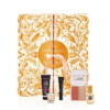 coffret beauté doré et blanc avec noeud calendrier de l'avent Glowria 2025 avec 25 produits de soins beauté multimarque pour visage corps et maquillage