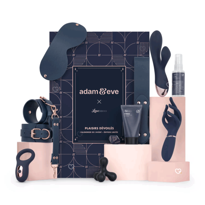 Calendrier de l’Avent Adam et eve 2025 érotique avec 24 surprises sensuelles dont sextoys, soins, accessoires BDSM et intimes, idéal pour adultes curieux.