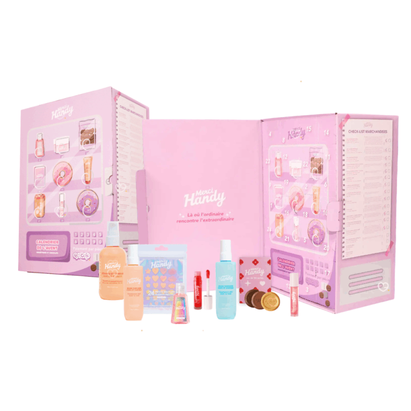 Calendrier de l'Avent merci handy 2025 avec 25 produits beauté soins main visage et chocolats idéal pour amateur seft-care