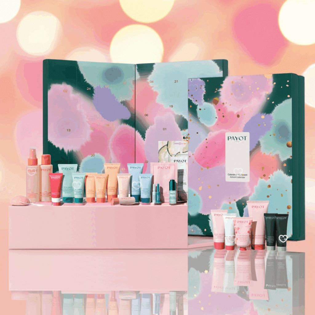 Calendrier de l’Avent Payot 2025 avec 24 soins visage, corps et cheveux en édition limitée, idéal pour rituel beauté femme