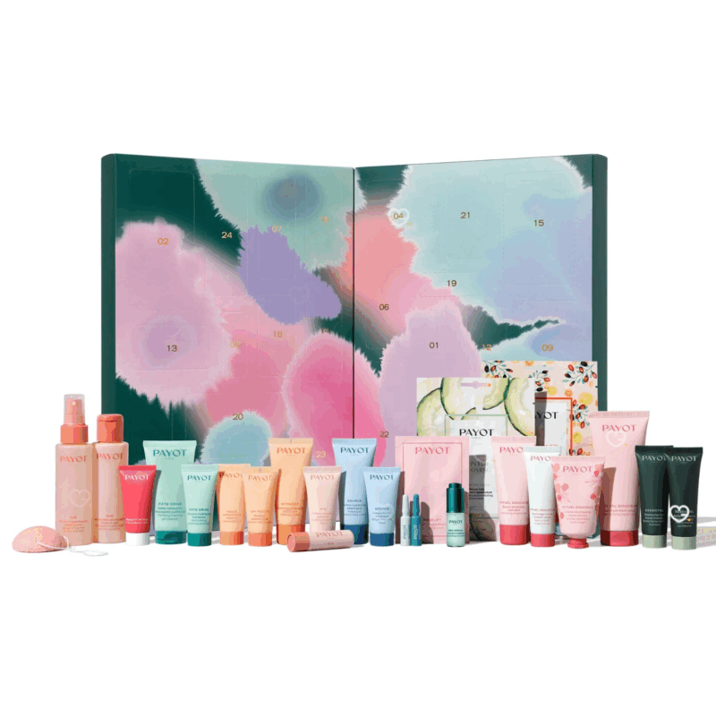 Calendrier de l’Avent Payot 2025 avec 24 soins visage, corps et cheveux en édition limitée, idéal pour rituel beauté femme