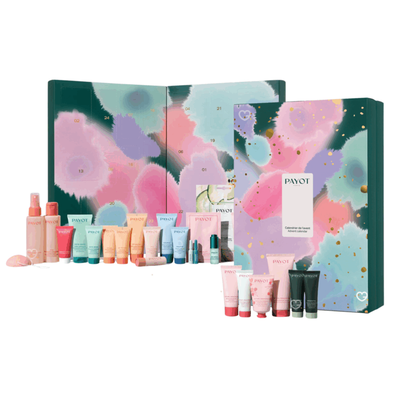 Calendrier de l’Avent Payot 2025 avec 24 soins visage, corps et cheveux en édition limitée, idéal pour rituel beauté femme