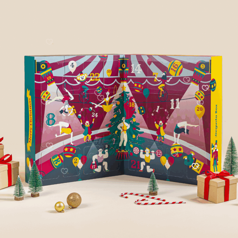Calendrier de l'Avent Degusta Box 2025 coffret gourmadn avec 24 surprises à deguster seul, en couple ou en famille
