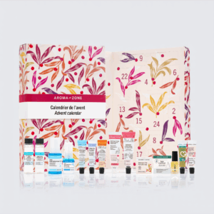 Calendrier de l’Avent Aroma-Zone 2025, coffret beauté festif avec 24 soins naturels visage, cheveux, mains et exclusivités bien-être.
