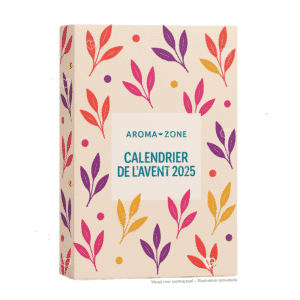 Calendrier de l’Avent Aroma-Zone 2025, coffret beauté festif avec 24 soins naturels visage, cheveux, mains et exclusivités bien-être.