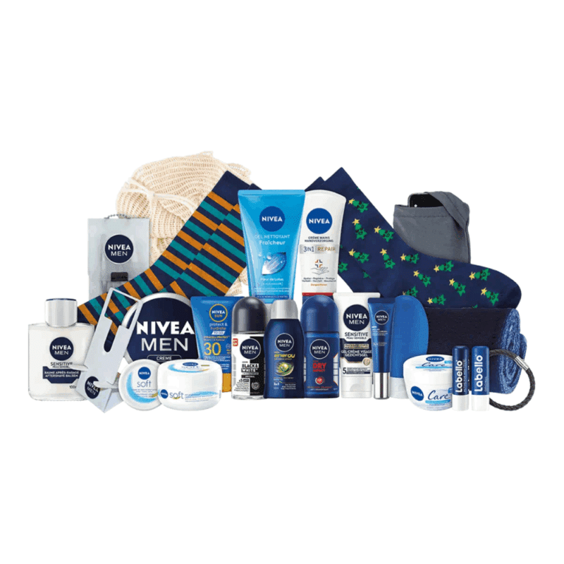 Calendrier de l'avent Nivea Men 2025 beauté homme avec produits peau visage corps et accessoires barbe soins