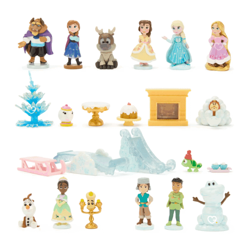 Calendrier de l’Avent Disney Once Upon a Story 2025 avec 24 micro figurines et accessoires féériques, idéal pour enfants et familles fans de Disney.