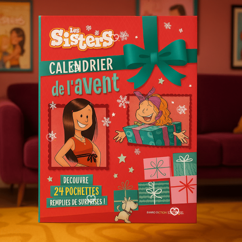 Calendrier de l’Avent Les Sisters 2025 pour filles avec 24 mini-livres, stickers, cartes à gratter et surprises ludiques et originales pour enfant