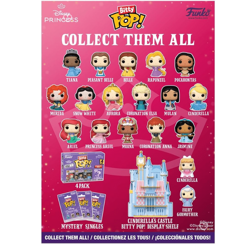 Le calendrier de l’avent Funko Disney Princess 2025 Bitty Pop avec 24 figurines Disney princesses à collectionner (Jasmine, Tania, Elsa..)