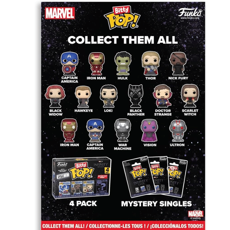 calendrier de l’avent Funko Bitty POP Marvel 2025 contenant 24 surprises dont figurines bitty inspirées des héros emblématiques de l’univers. design coloré fait ressortir l’esprit festif et l’imaginaire Marvel.