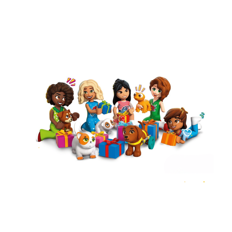 Calendrier de l’avent Lego Friends 2025 (42668)- 24 constructions à assembler. Composé de 237 pièces, il réunit 5 mini-poupées et 5 animaux pour recréer un univers féerique autour de l’amitié et de la magie des fêtes. calendrier avent jouet créativité et jeu collectif.