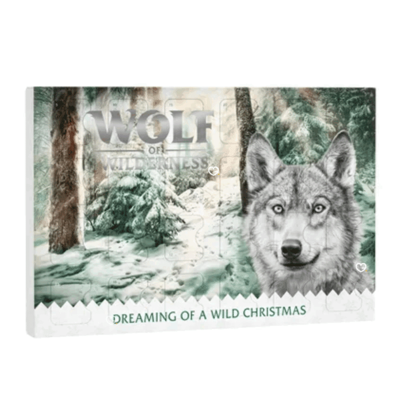 Calendrier de l'avent pour chien 2025 Wolf of Wilderness contenant 24 friandises animaux chiens
