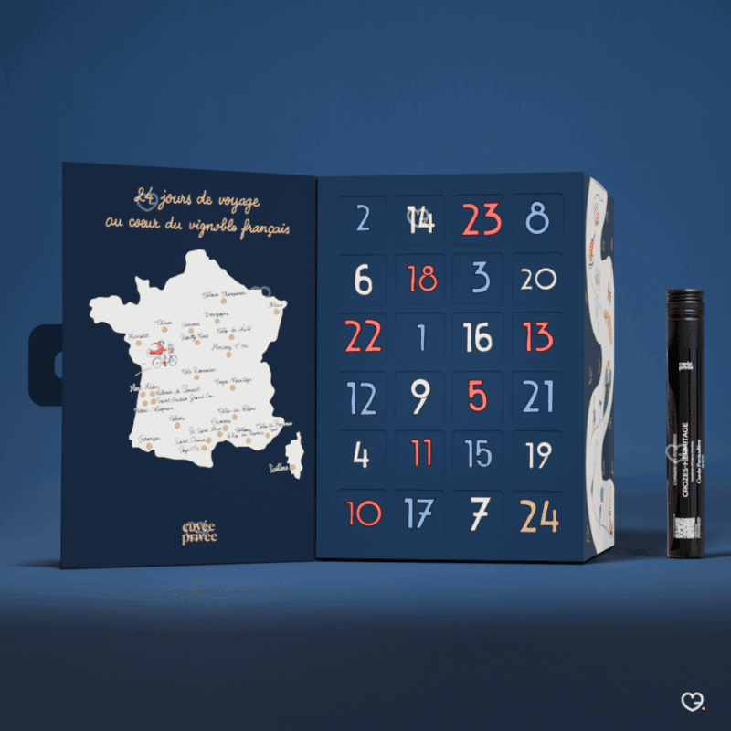 Calendrier de l’Avent Vin Flakon 2025 avec 24 vins français d’exception en flacons premium, idéal pour amateurs de vin , homme femme et couple
