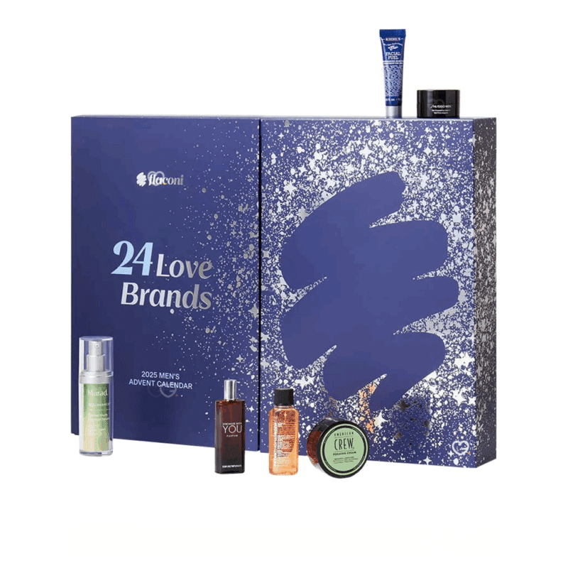 Calendrier de l’Avent Flaconi Homme 2025 avec 24 produits de beauté de grandes marques : soins et parfums, formats exclusifs et voyage, idéal pour homme élégant.