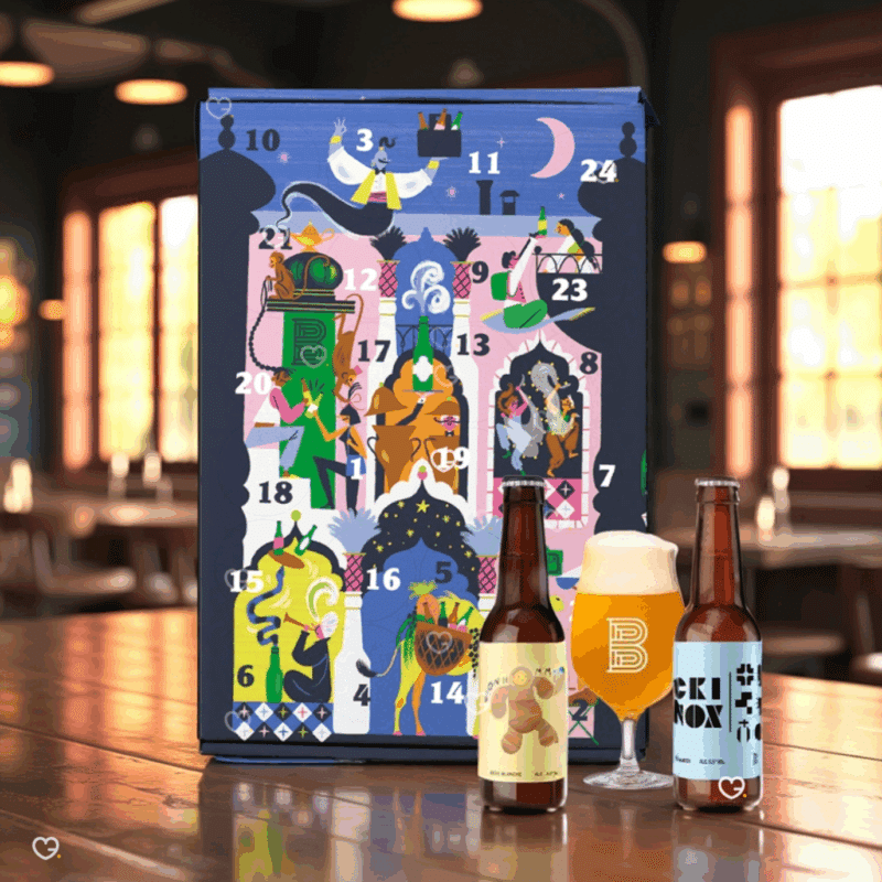 Calendrier de l’Avent Biere BAPBAP 2025 avec 24 bières artisanales dont 7 exclusives, coffret collector coloré Charlotte Molas pour amateurs de craft et beer.