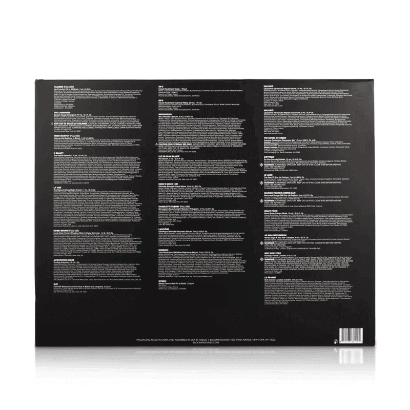 Calendrier de l’Avent bloomingdale's 2025 édition limitée avec 25 produits beauté luxe multimarque, soins visage et maquillage premium pour femme.