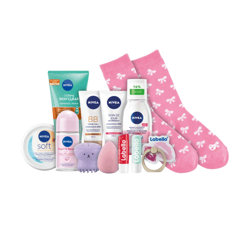 Calendrier de l’Avent Nivea Jeune 2025 avec 12 surprises beauté, 8 soins visage corps lèvres et 4 accessoires fun pour adolescents.