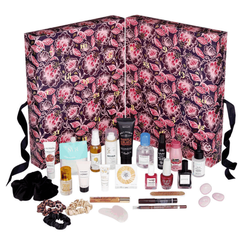 Calendrier de l’Avent Monoprix 2025 avec 24 produits beauté multimarques, maquillage, soins visage, corps et cheveux, idéal pour femme et adolescente.