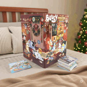 Calendrier de l’Avent Bluey 2025 pour enfants avec 24 petits livres d’histoires, 576 pages colorées à découvrir chaque jour avant Noël.