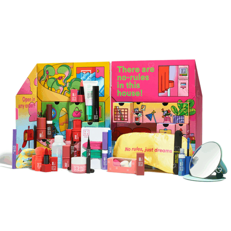 Calendrier de l’Avent 3ina 2025 contenant 24 produits et accessoires maquillage vegan, coffret beauté coloré festif pour jeune femme et adolescente