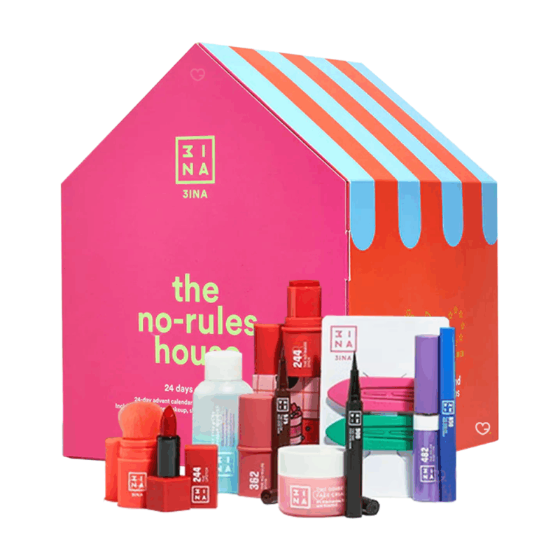 Calendrier de l’Avent 3ina 2025 contenant 24 produits et accessoires maquillage vegan, coffret beauté coloré festif pour jeune femme et adolescente