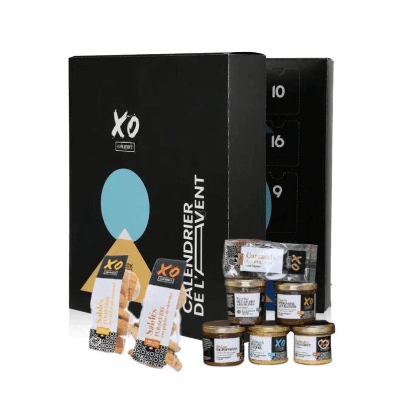 Calendrier de l’Avent XO gourmet 2025, coffret gourmand premium aux 24 surprises artisanales sucrées et salées pour amateurs de gastronomie fine, couple homme ou femme