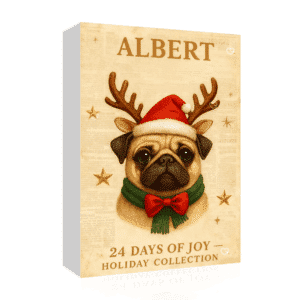 Calendrier de l’Avent Albert by Cyril 2025 avec 24 ornements à suspendre, jouet et décoratif pour enfant et famille pour ambiance humoristique