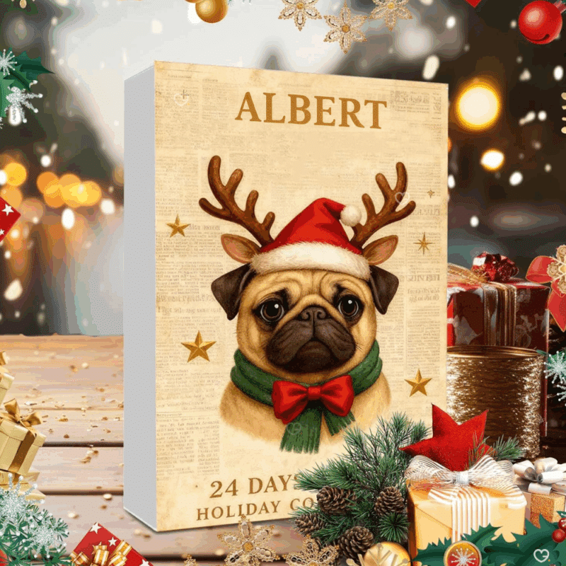 Calendrier de l’Avent Albert by Cyril 2025 avec 24 ornements à suspendre, jouet et décoratif pour enfant et famille pour ambiance humoristique